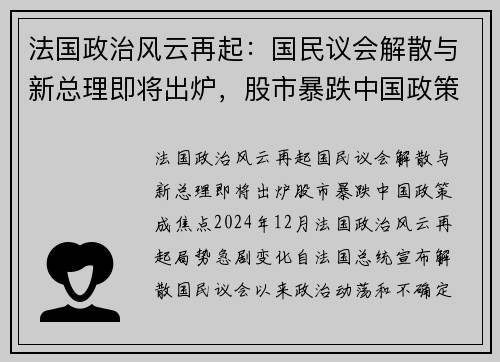法国政治风云再起：国民议会解散与新总理即将出炉，股市暴跌中国政策成焦点