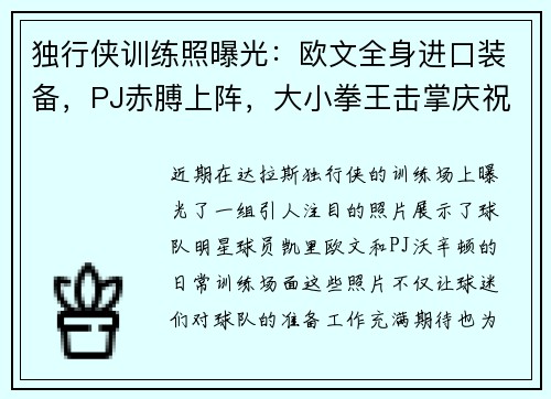 独行侠训练照曝光：欧文全身进口装备，PJ赤膊上阵，大小拳王击掌庆祝